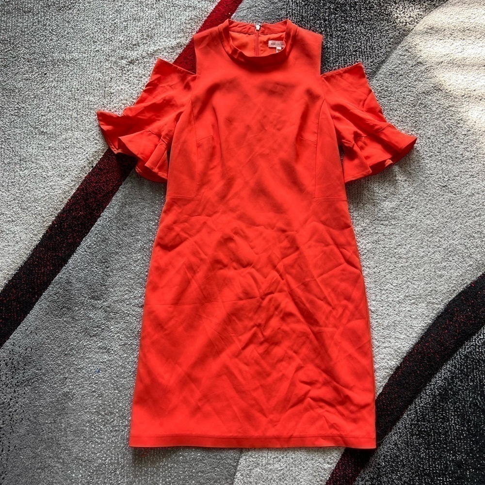 Rebecca Taylor Orange Cold Shoulder Sheath Dress